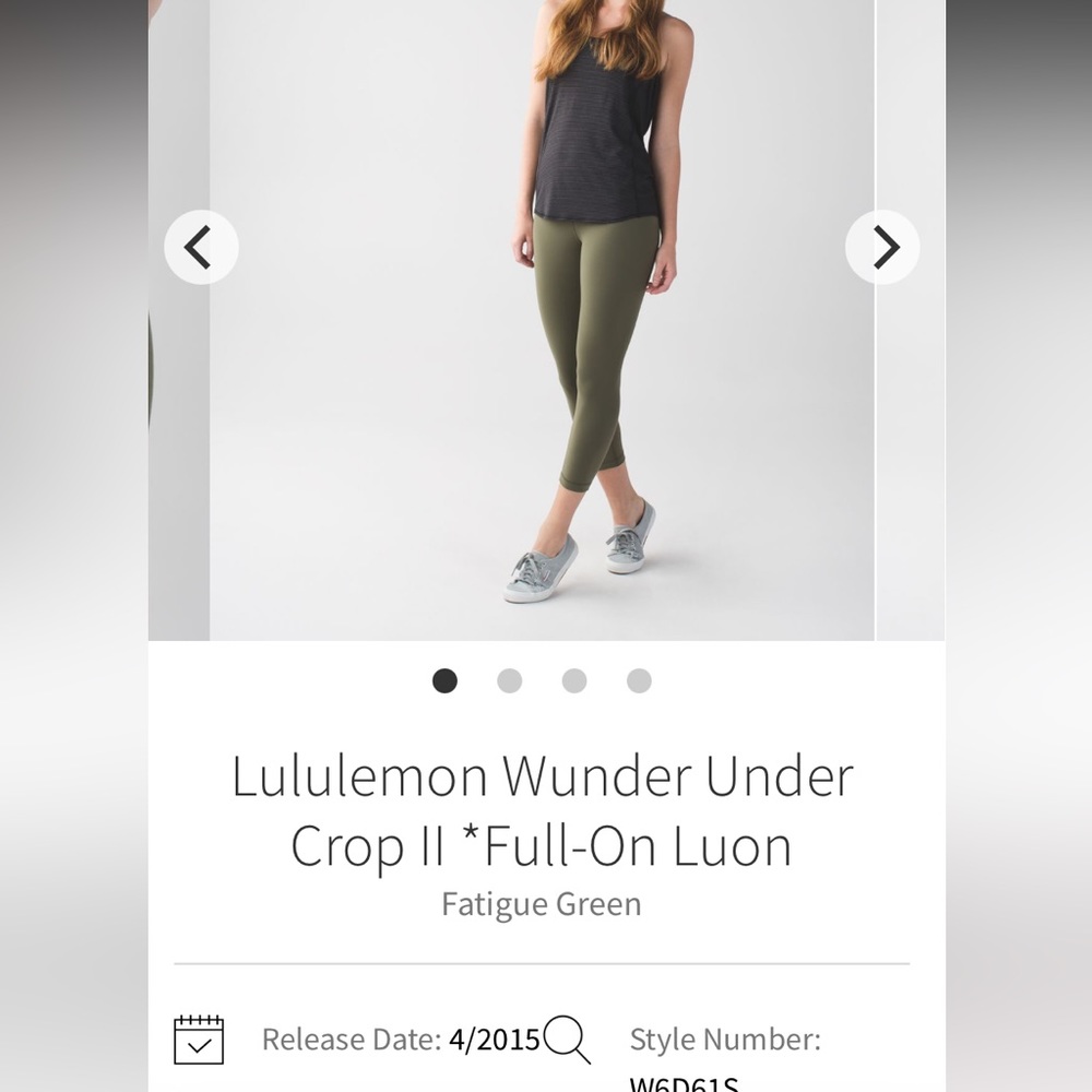 Lululemon Wunder Under Crop II *Full-On Luon in Fatigue Green